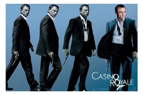 Sequence of images with Daniel Craig walking and holding a gun. Image from Amazon.com.