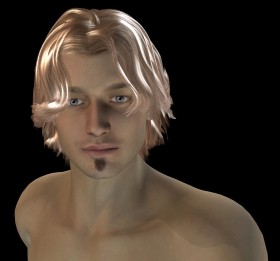 Face close-up of blonde man with goatee.